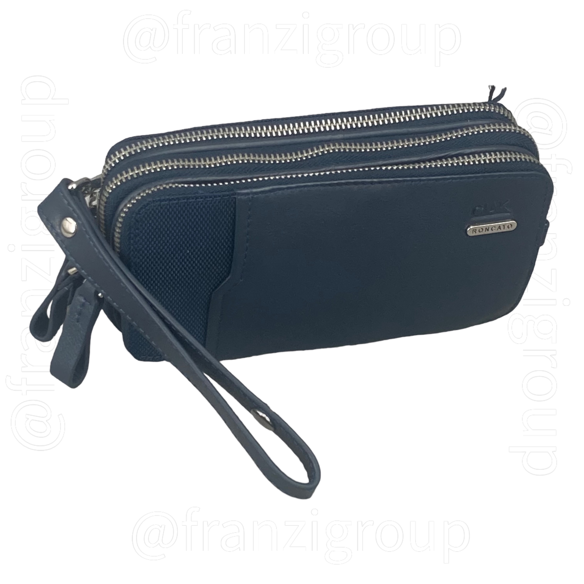 Roncato Ciak Pochette Uomo Pelle 3 Zip con Polsiera 512 Blu